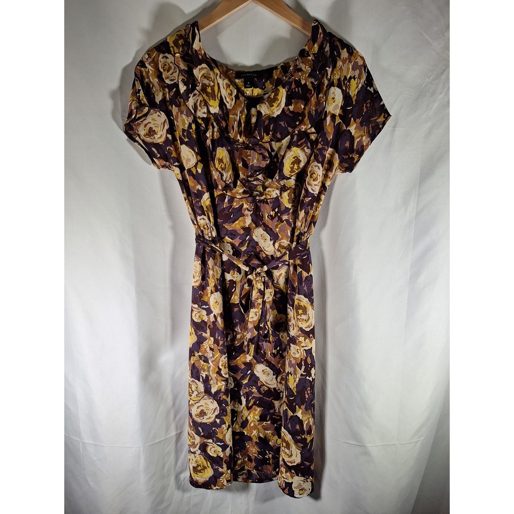 Lands End Womens Floral Print Short Sleeve Belted Midi Dress‎ Size 4